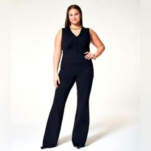 SPANX Sz 3X Perfect Crew Neck Slight Flare Leg Zipper Closure Jumpsuit  NEW